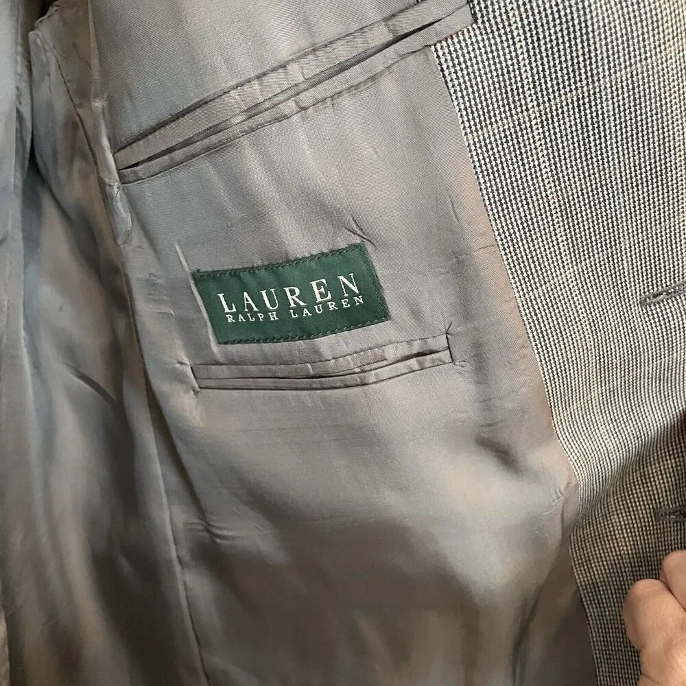 Lauren‎ Ralph Lauren Blazer Men 44R Silk Wool Jacket Union Made Sport Coat Gray - Picture 6 of 6